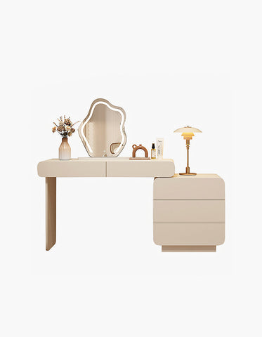 Ward Dressing Table With Side Cabinet & LED Mirror, Cream