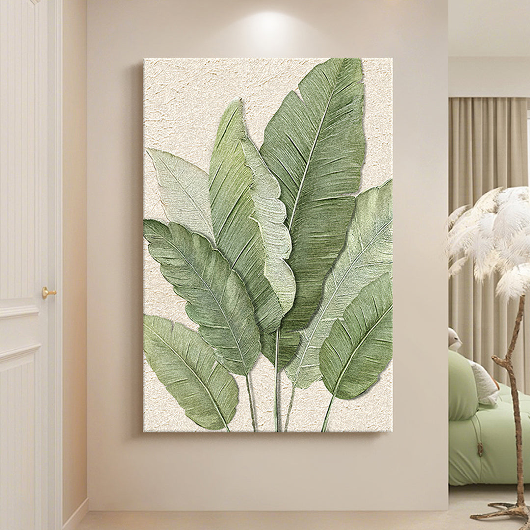 Green Leaves Framed Wall Art Print Multiple Size