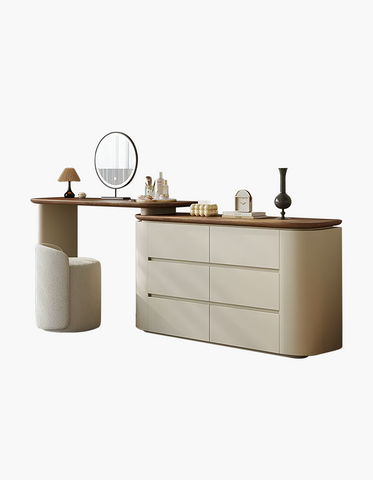 Catalina Corner Dressing Table With Mirror, Solid Wood