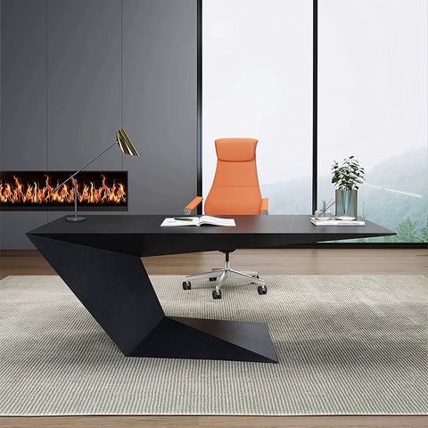 Tariq Modern Office Desk For Home, Black Wood