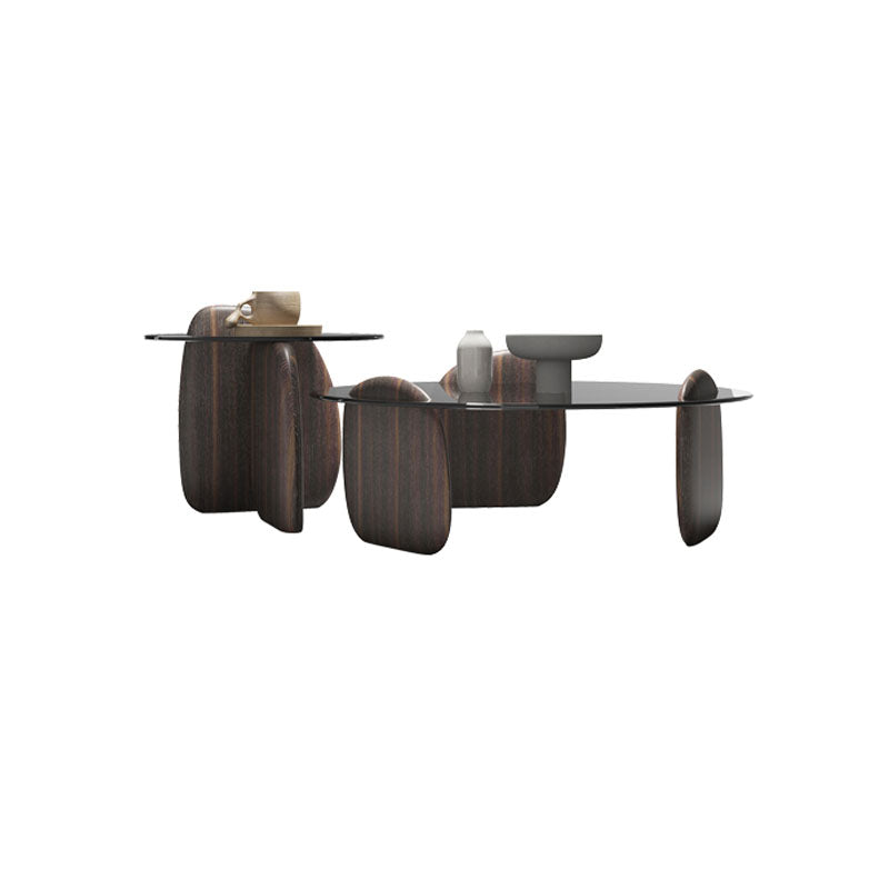 Modern Coffee Table set for Living Room, Dark Walnut Color
