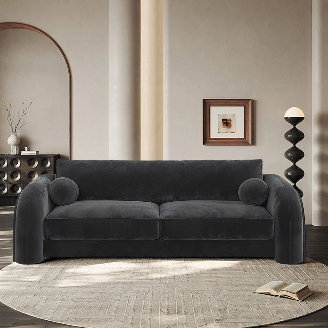 Afolabi Curved Two Seater Sofa, Velvet