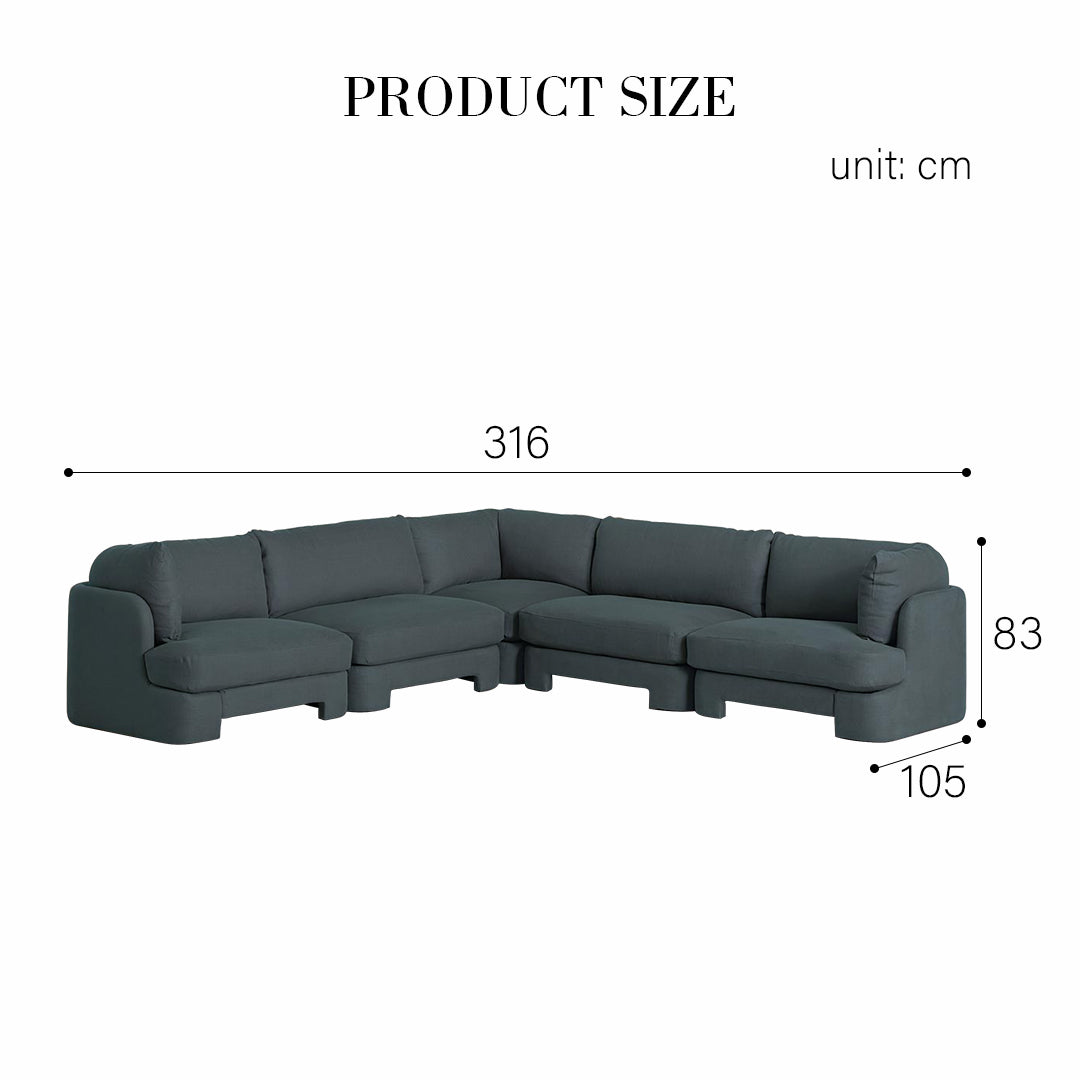 Dominguez L Shape Four Seater Sofa, Modular Corner Sofa, Boucle
