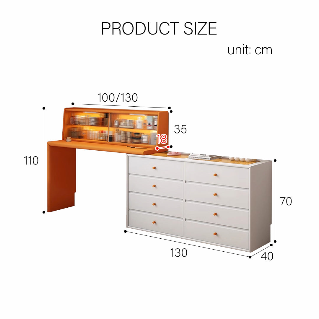 Nair Corner Dressing Table With LED Mirror, Macaroon Colour