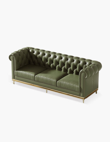 Abbado Chesterfield Three Seater Sofa, Real Leather