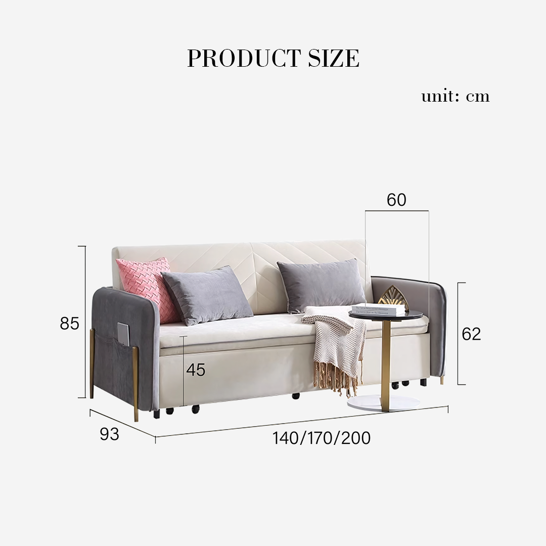 Aarav Foldable Sofa Bed, Leathaire