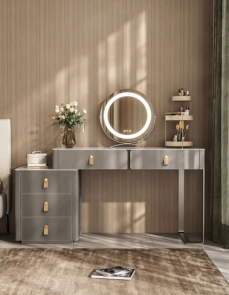 Sanchez Dressing Table, Vanity Table With LED Mirror, Grey
