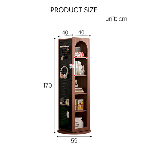 Correa Rotating Bookshelf, Freestanding Shelving Unit With Full Length Mirror