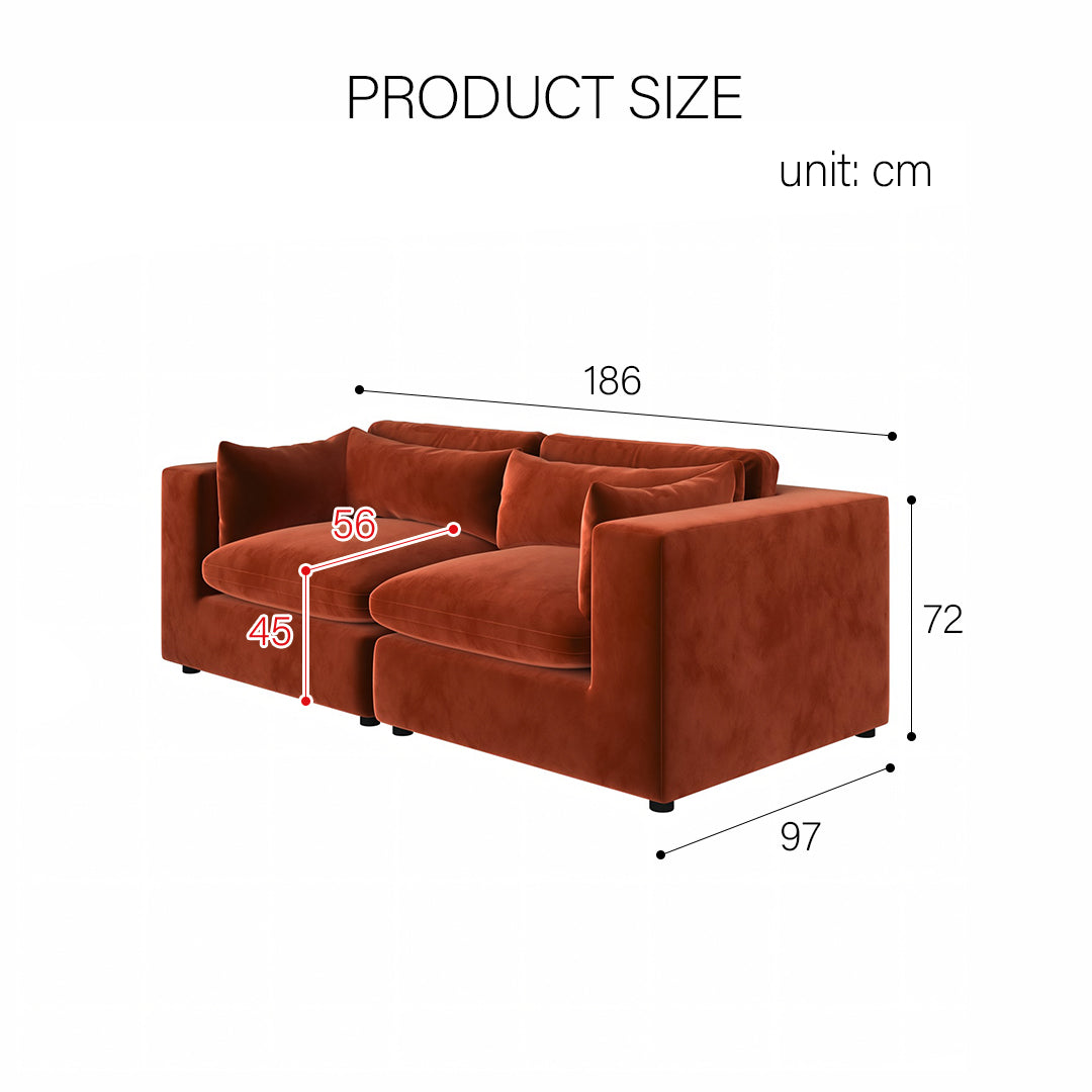 Cantu Loveseat Sofa, Two Seater Sofa, Velvet