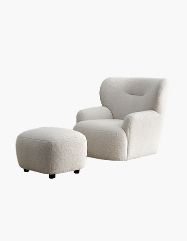 Carmen Armchair With Footstool, White Boucle