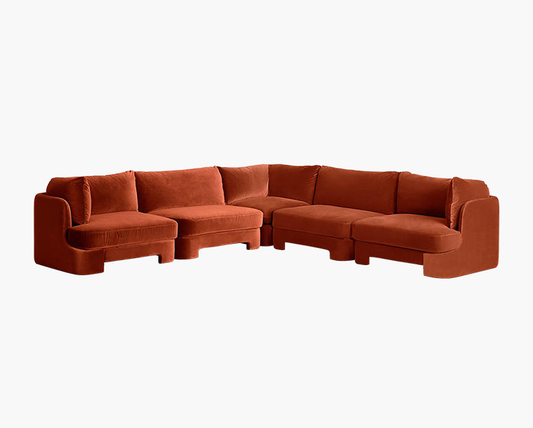 Laird L Shape Four Seater Sofa, Modular Corner Sofa, Velvet