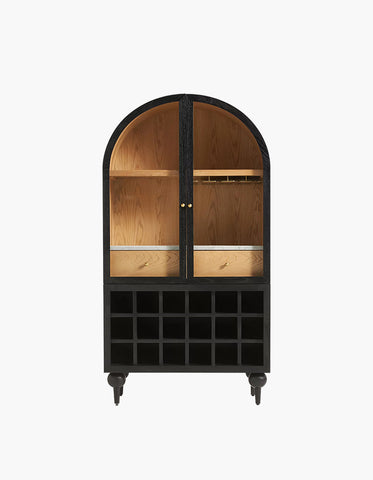 Akhtar Pahlavi Wine Sideboard With Glass Door & Wine Rack, Solid Wood