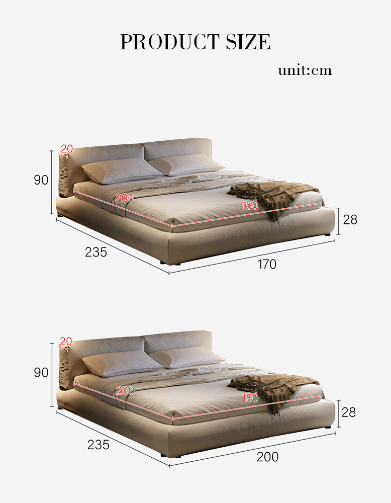 Hassan Modern King Superking Size Bed, Linen