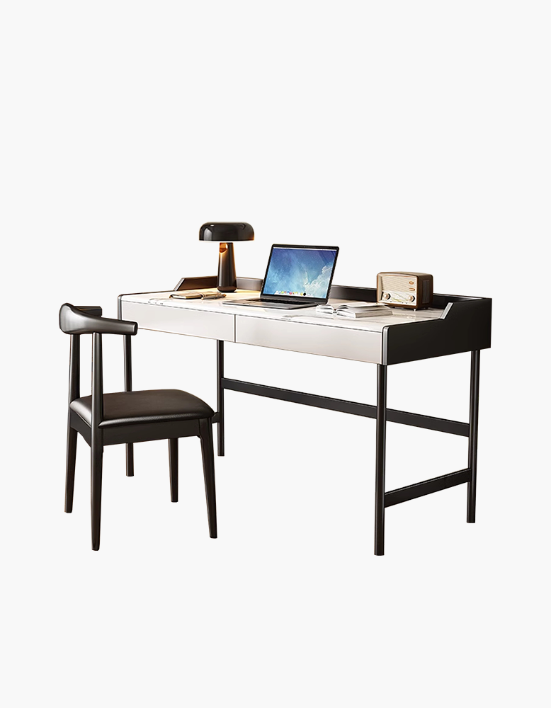 Zuriel Office Desk, White Sintered Stone