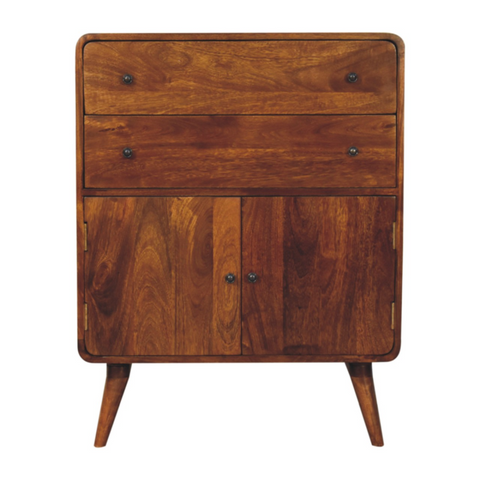 Artisan Furniture Solid Mango Wood Curved Nordic Charm Cabinet