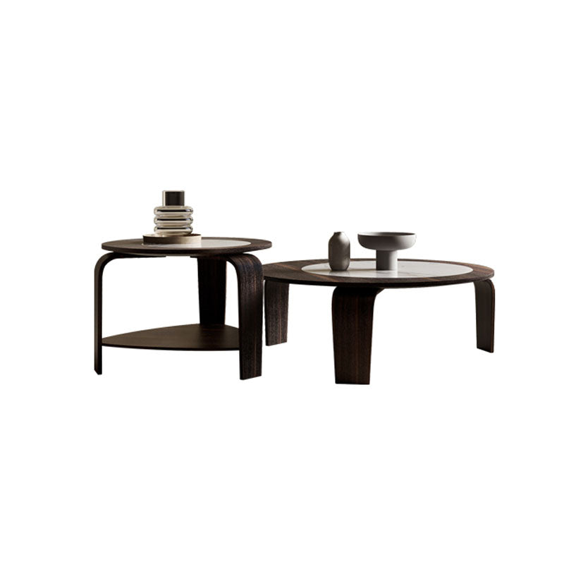 Chloe Round Nesting Coffee Table Set, Walnut