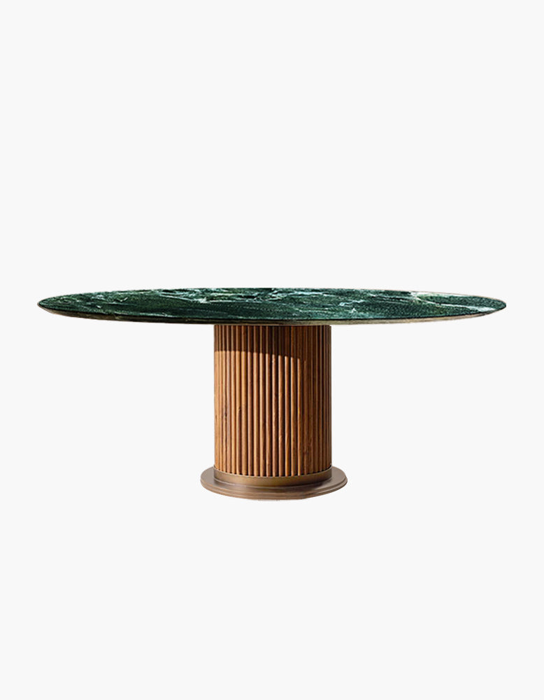 Murcell Oval Dining Table, Lara Green Marble
