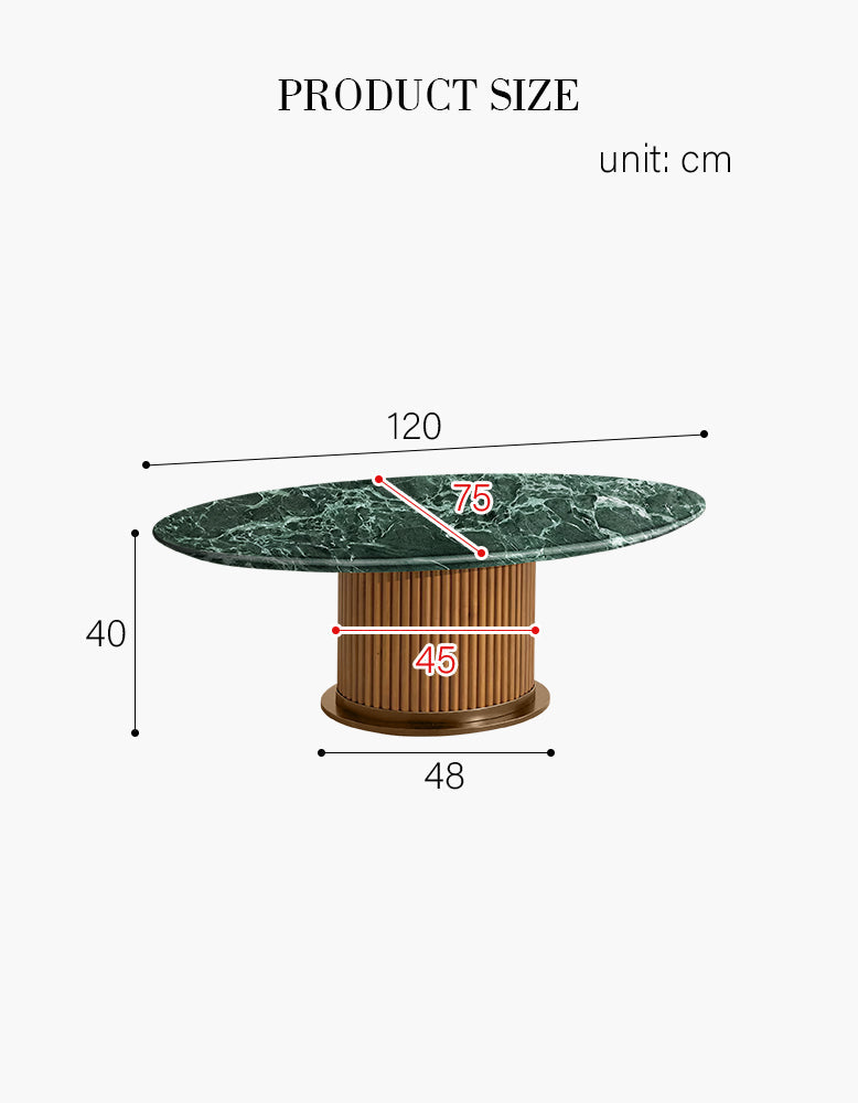 Murcell Oval Accent Coffee Table, Brazilian Green Marble