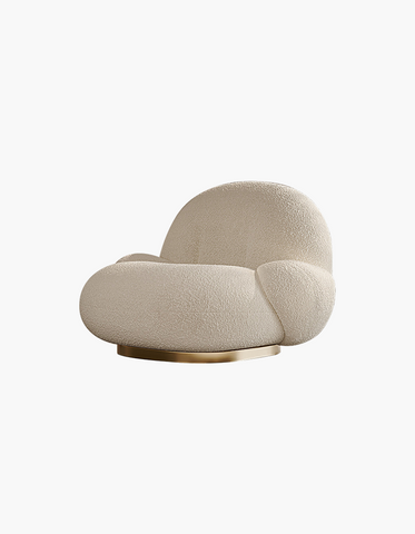 Pacha Swivel Boucle Armchair With Armrest, White