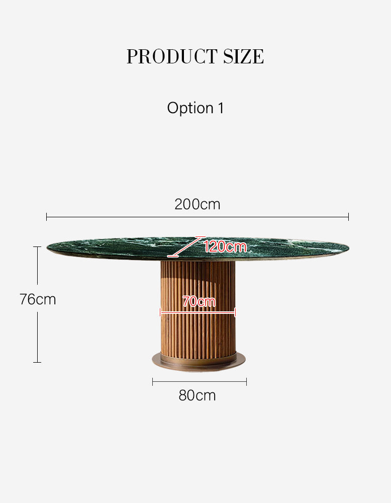 Murcell Oval Dining Table, Lara Green Marble