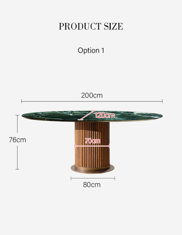 Murcell Oval Dining Table, Lara Green Marble