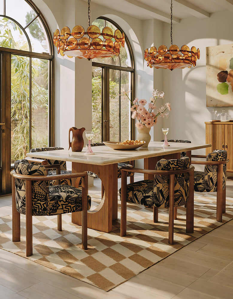 Boucheron Dining Table, Travertine & Solid Wood