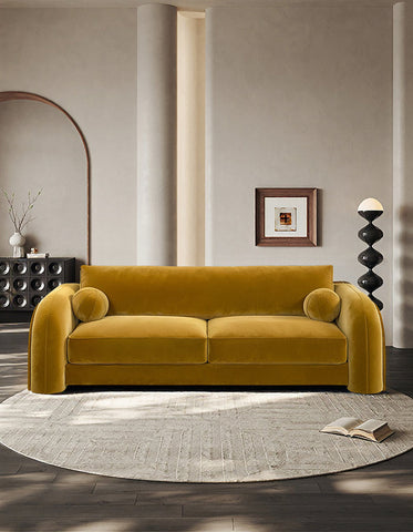 Voss Curved Two Seater Sofa, Velvet