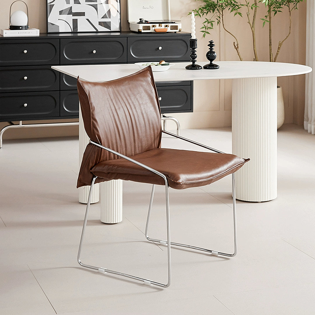 Egan Dining Chair With Armrests, Leather