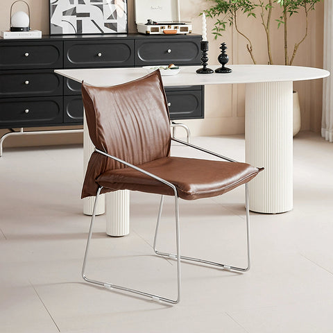 Egan Dining Chair With Armrests, Leather