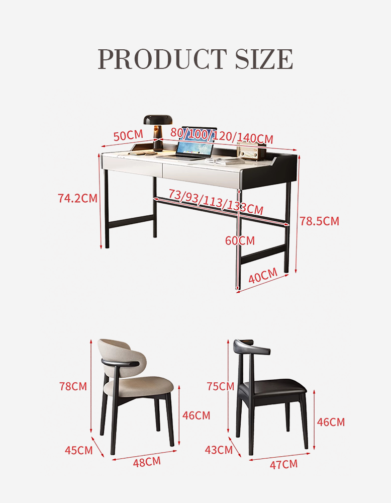 Zuriel Office Desk, White Sintered Stone