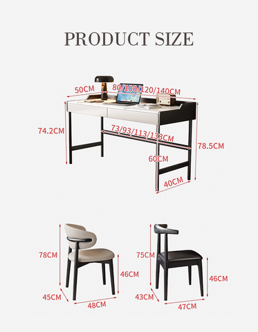 Zuriel Office Desk, White Sintered Stone