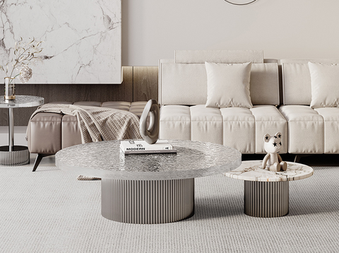 Eirik Coffee Table & Side Table, Marble & Acrylic