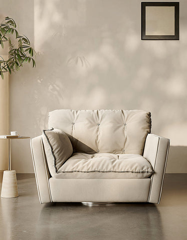 Bhatia Swivel Snuggle Chair, Swivel Armchair, Beige