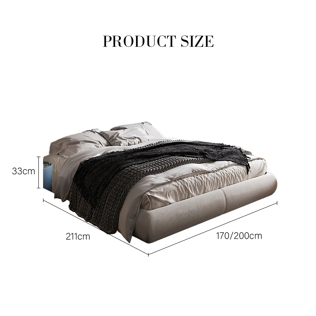 Soren King Size Bed, Super King Size, No Storage, Grey