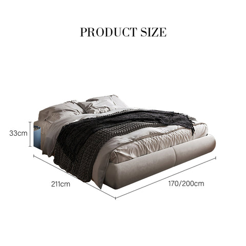 Soren King Size Bed, Super King Size, No Storage, Grey