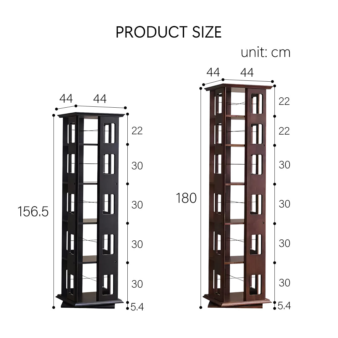 Bartholomew Rotating Bookshelf, Magazine Rack, Solid Wood