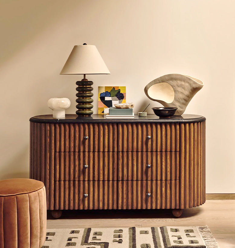 Ava Marble Hallway Sideboard, Solid Wood