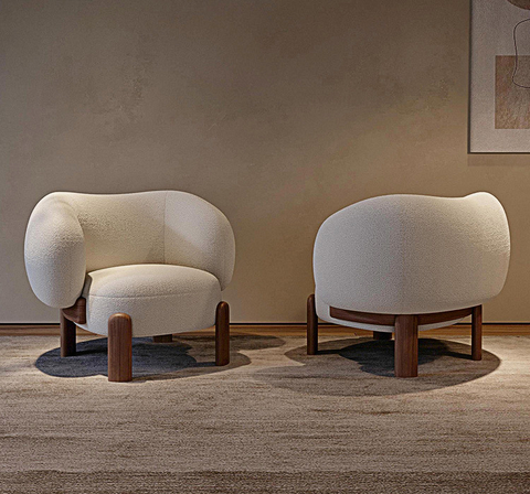 Thelonious Boucle Armchair, White Armchair