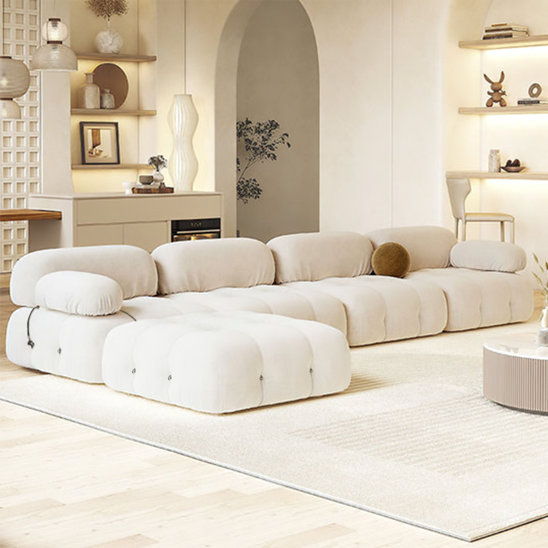 B&B Camaleonda Style Three Seater Sofa, Corner Sofa, Velvet