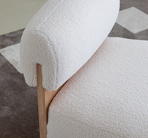 Evander Boucle Armchair with Wooden Frame