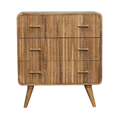 Artisan Furniture Solid Mango Wood T-bar Ridged Chest