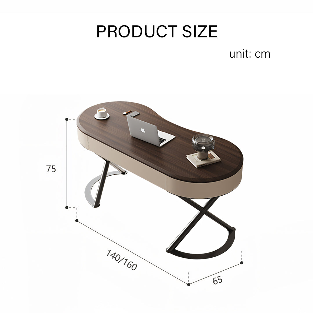 Saanvi Modern Office Desk For Home, Curved Office Desk