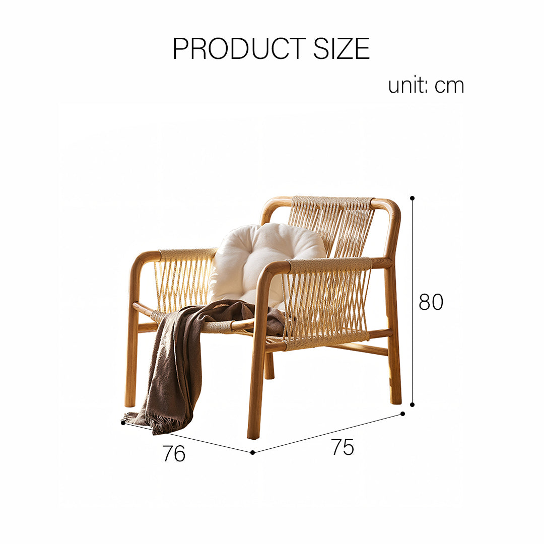 Zubkov Lounge Chair, Rattan & Solid Wood, Oak