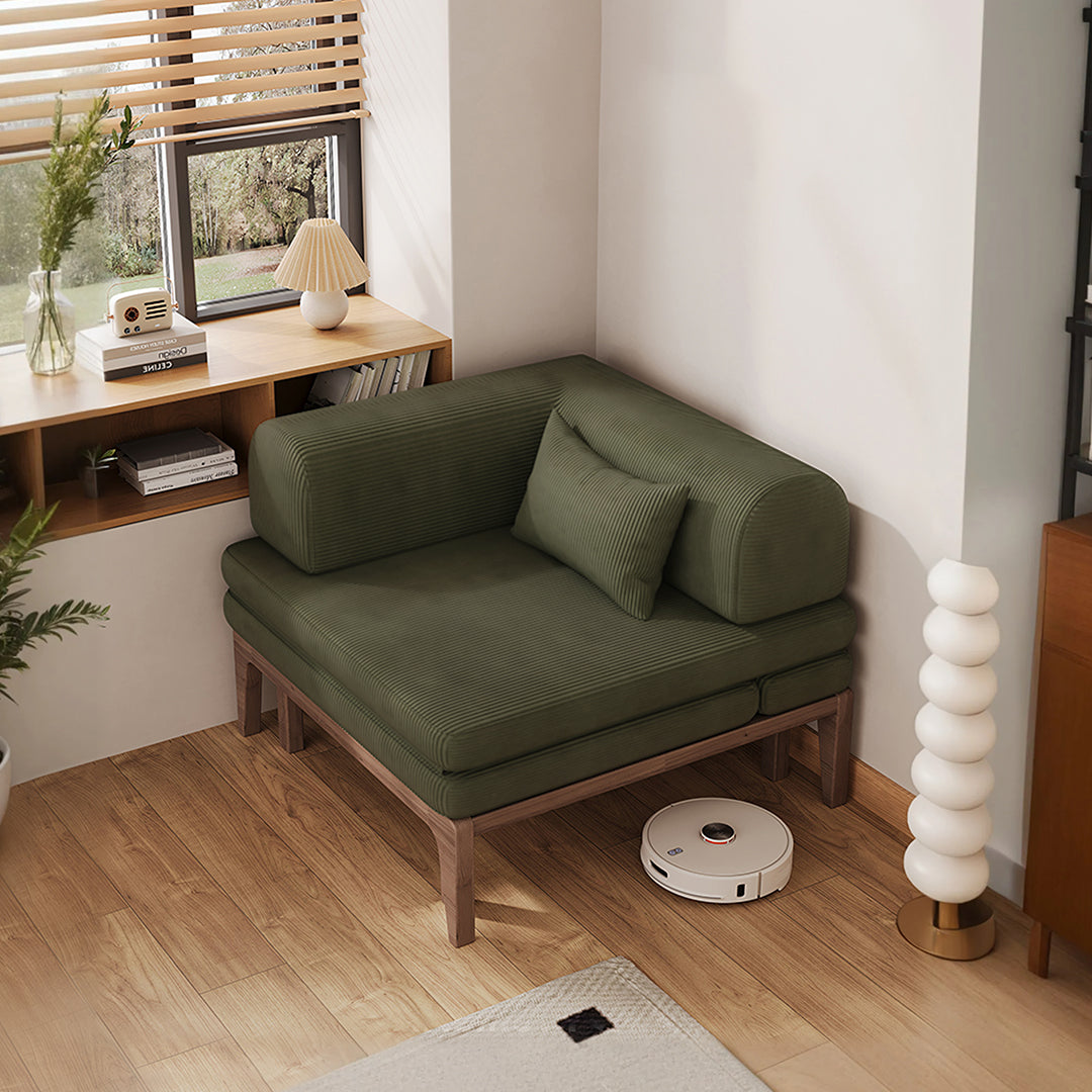 Al-Farsi Corner Sofa Bed, Single Sofa Chair, Corduroy