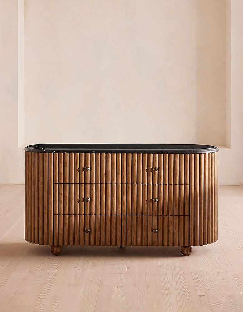 Ava Marble Hallway Sideboard, Solid Wood