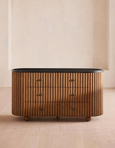 Ava Marble Hallway Sideboard, Solid Wood