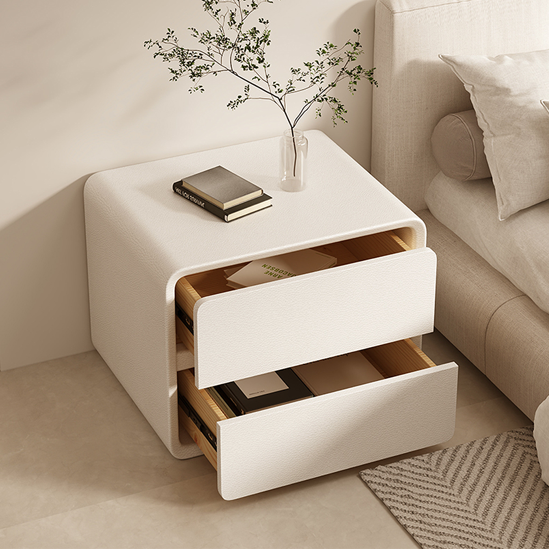Calliope Modern Contemporary Bedside Table, White