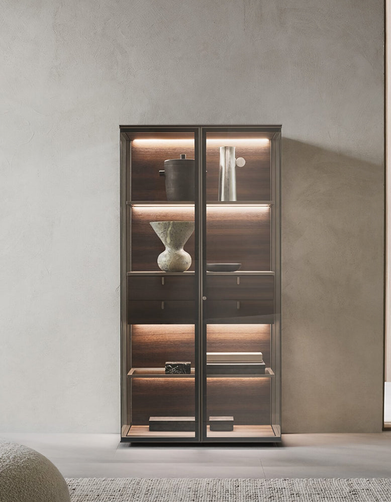 Galvez Akhtar Pahlavi Wine Storage With Glass Door, Display Cabinet
