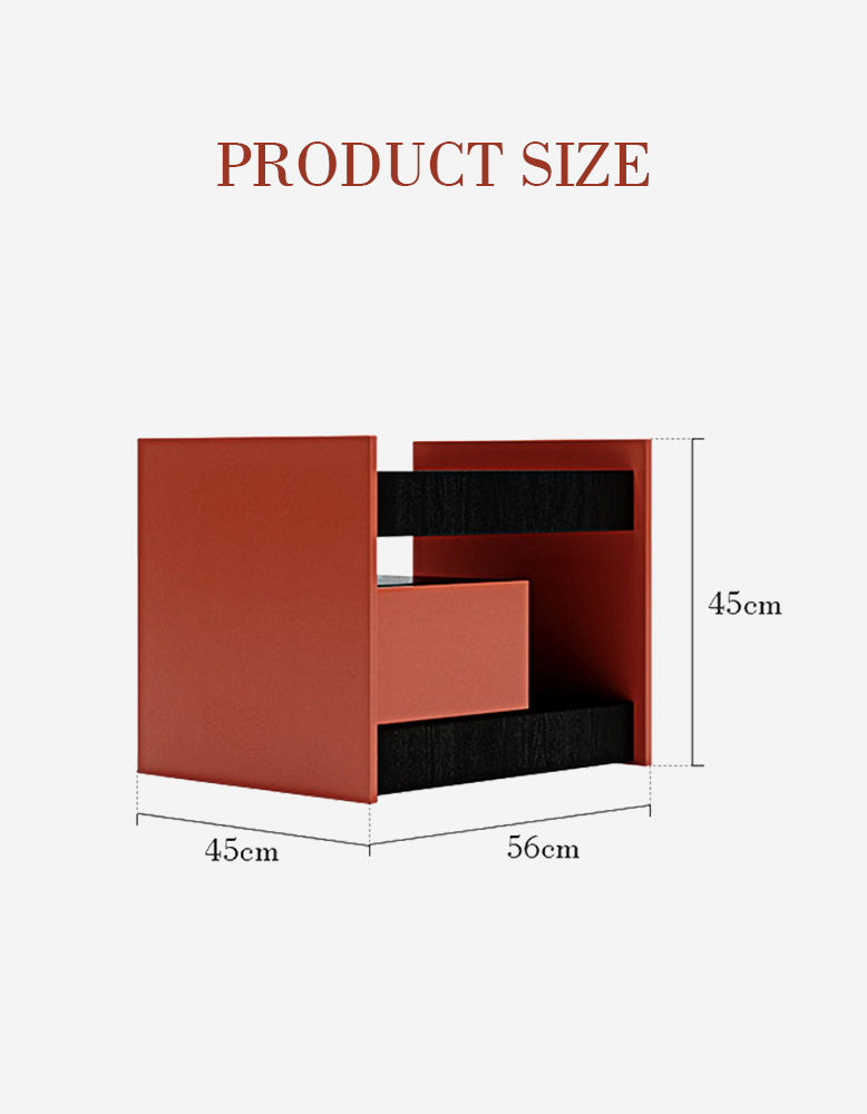 Ambrose Wooden Bedside Table, Red