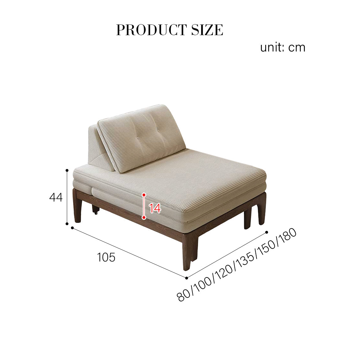 Ranjan Single Sofa Bed, Small 2 Seater Sofa Bed, Corduroy